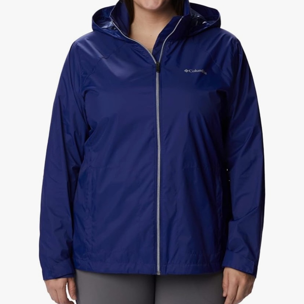 Columbia Blue Windbreaker‎ Size 3x with packable Hood